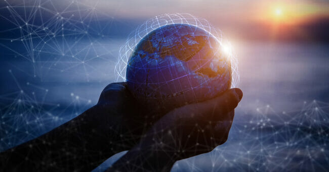 Digital Globe held in someone's hands